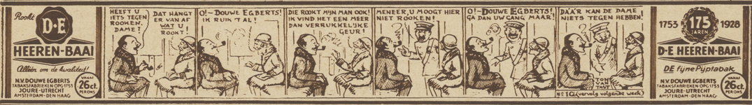 717154 Advertentie in de vorm van een stripverhaaltje van 'Ton van Tast' over het IQ, voor Douwe Egberts ...